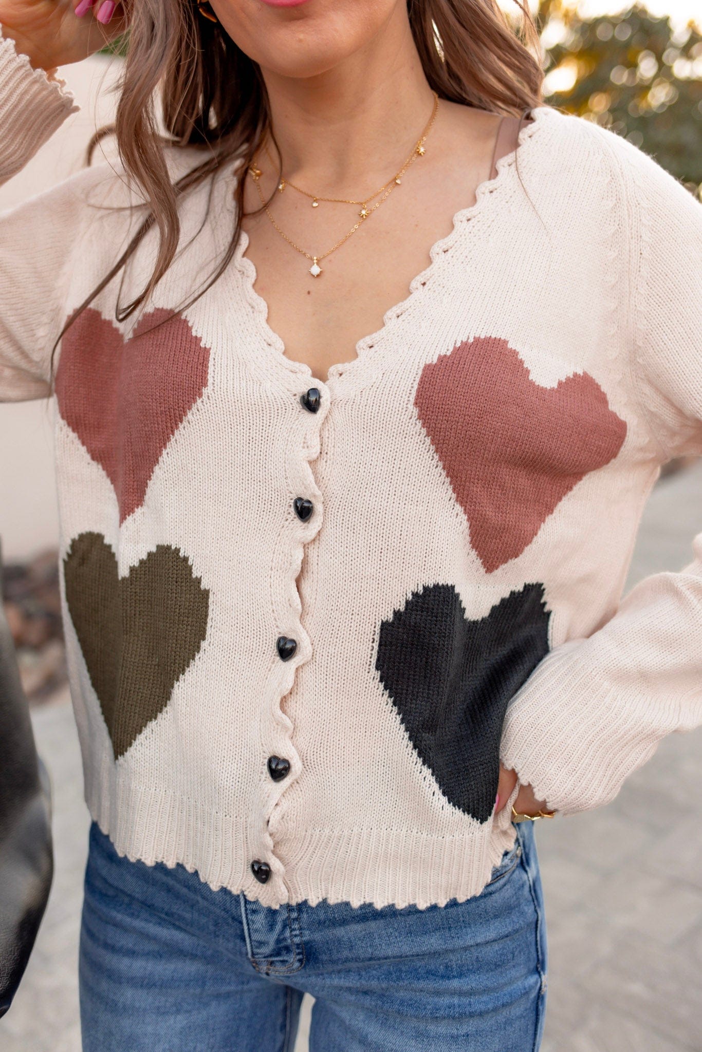 Hearts For You Button Cardigan
