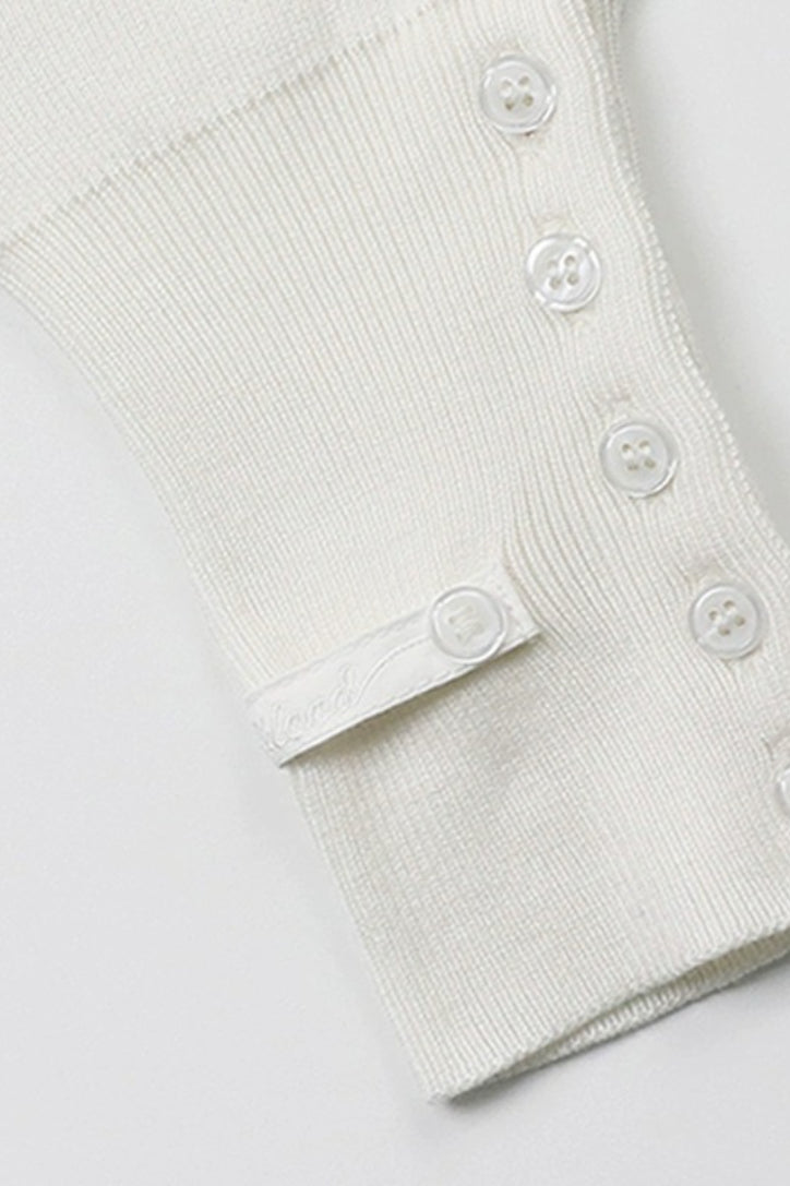 Embroidered Cotton V Neck Cardigan