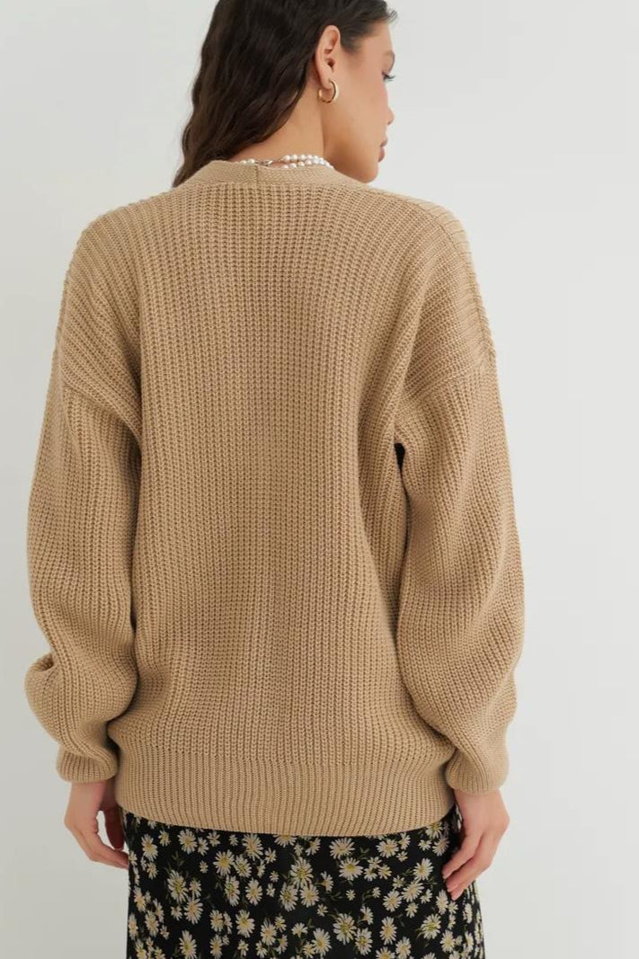 Relaxed Fit Solid Color Cardigan