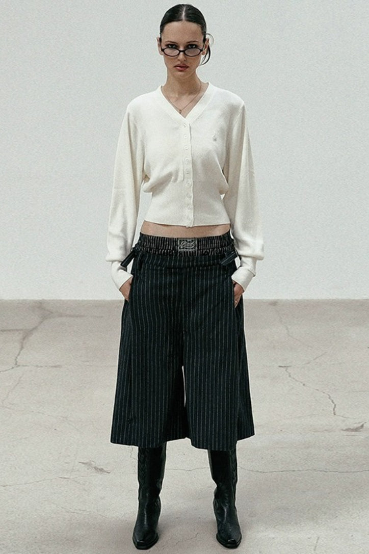 Embroidered Cotton V Neck Cardigan