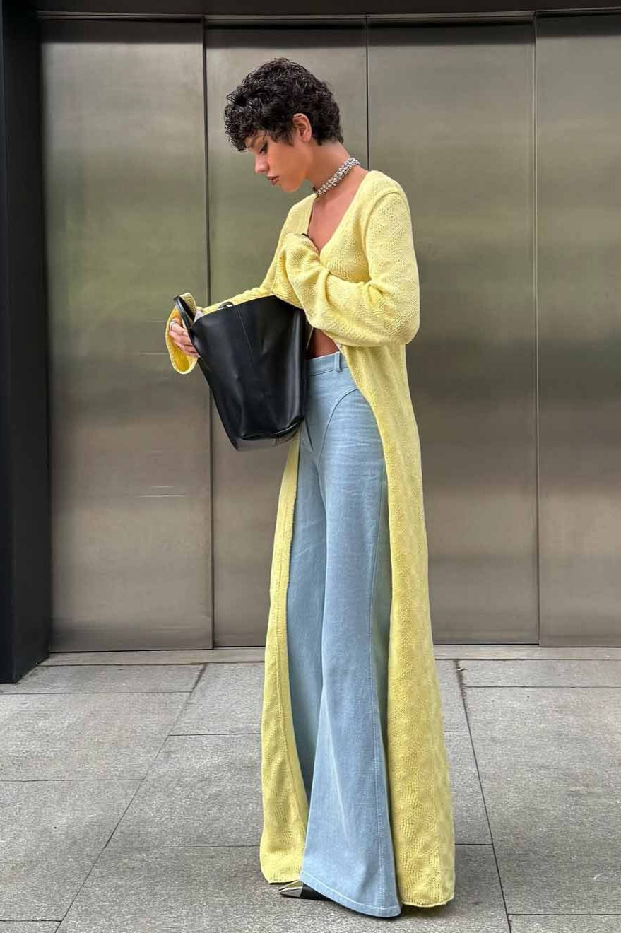 Lazy-Style Printed Loose Knit Cardigan