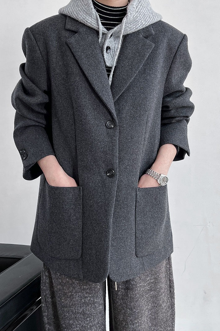 Wool Blend Relaxed Fit Blazer